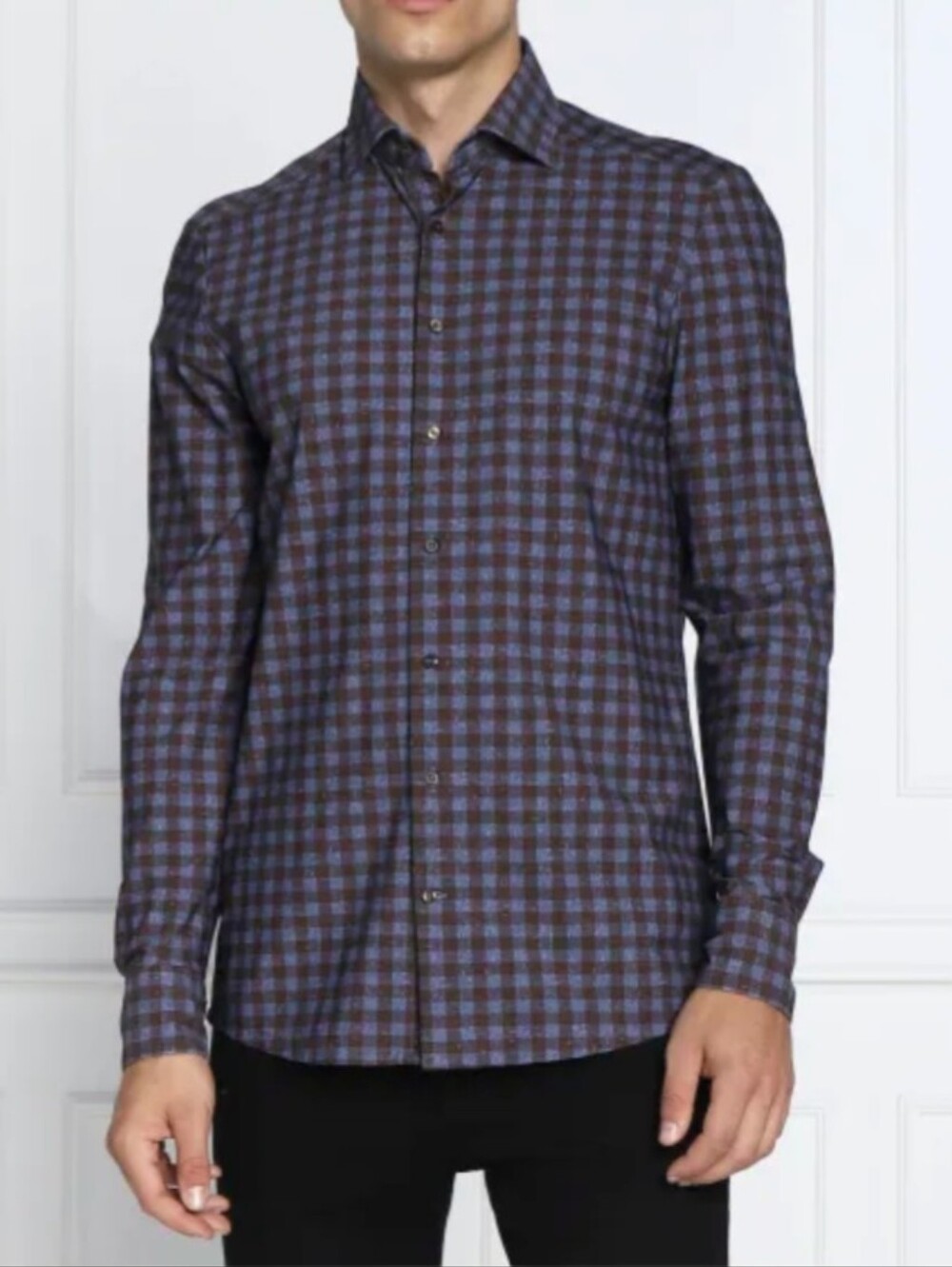 Stenstroms Slimline Slim Fit Stretch Button Down Shirt Check Plaid M